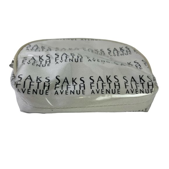 Saks Fifth Avenue Logo Full Zip Coin Purse Plastic Full Zip Cosmetic Bag Tote - Picture 5 of 16